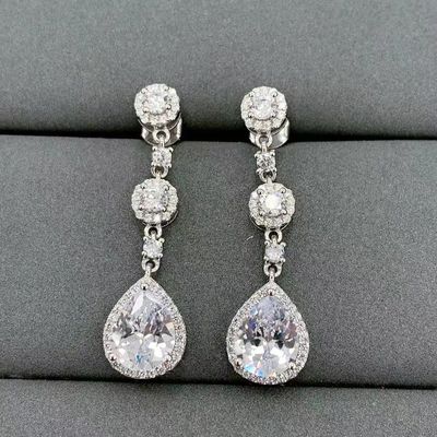Buen precio Forma de pera gota completa hipoalergénico S925 plata esterlina orejas de lágrima joyas finas en línea