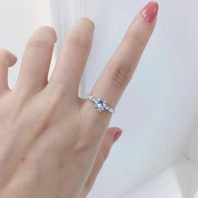 Buy Sparkling Round Clear 925 Sterling Silver Cubic Zirconia Band Ring CZ for Engagement online manufacture