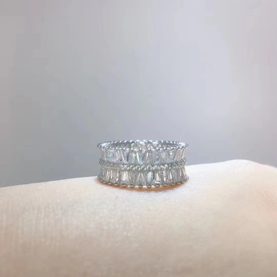 satın al Düğün Moissanite Elmas Yüzük 925 Sterling Gümüş Kübik Zirkonya Band Yüzük online manufacture