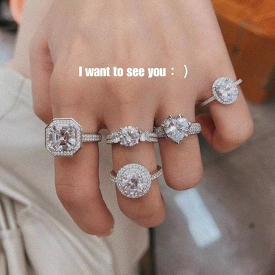 Buy 3.5G 925 Sterling Silver Wedding Rings With Diamonds Zircon online manufacture