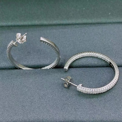 Buy Diamond Moissanite Sterling Silver Small Hoop Earrings ODM online manufacture