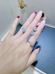 satın al Düğün yıldönümleri 925 Sterling Gümüş Yüzük Set 6.39G AAA Kubik Zriconia online manufacture