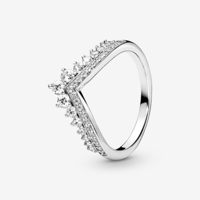Buy Wishbone Tiara 925 Sterling Silver Rings with Clear Cubic Zirconia online manufacture
