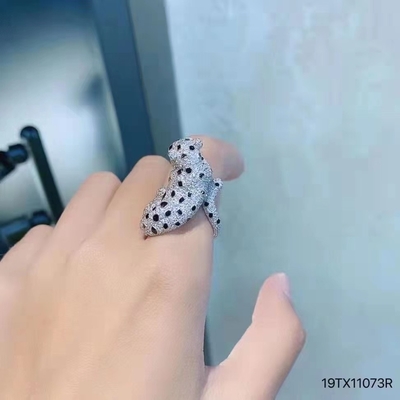 satın al Moissanite Sterling Gümüş 925 Elmas Yüzük Beyaz Altın Leopard Yüzük online manufacture