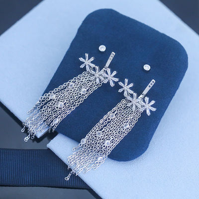 Buen precio Polished S925 Fringe de copo de nieve de plata esterlina con pendiente de orejas de 1,5 cm en línea