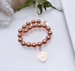 Buy Custom Fine Beaded 14k 18k Gold Ball Chain Bracelet 925 Sterling Silver Heart charm online manufacture