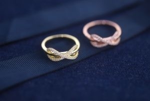 Buy 18K Gold Plated 925 Sterling Silver Rings Cubic Zirconia Paved Diamond OEM online manufacture