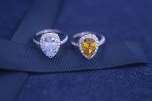 Buy Pagoda Cut Zirconia 925 Sterling Silver Rings Champagne Gold Plated 1 1.5 2 4 Carat online manufacture
