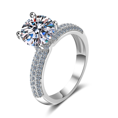 Buy Sterling Silver S925 Moissanite Jewelry Diamond Same Crown Ring 2 Carat online manufacture