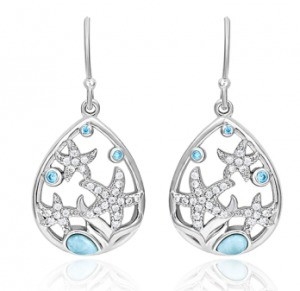 comprar Piedra natural Azul Larimar Teardrop Orecillos Estrellas de mar Mujeres Joyería online manufacture