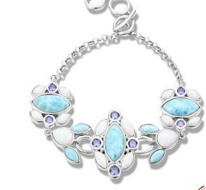 良い値段 調整可能なドミニカ 正規 ラリマル シルバーマッチ ブレスレット ティーンエイジャー 宝石 オンライン