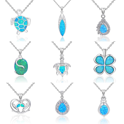 Buy Blue Sterling Opal Jewelry Sea Animal Pendant Necklace Apollo Chain Birthday Gift online manufacture