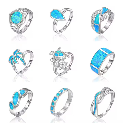 Buy Engagement Wedding Stone Sterling Opal Jewelry Rings White Gold Plated online manufacture