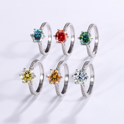 Buy 14K Gold 925 Silver 6 Prong Moissanite Jewelry Ring Adjustable For Engagement online manufacture