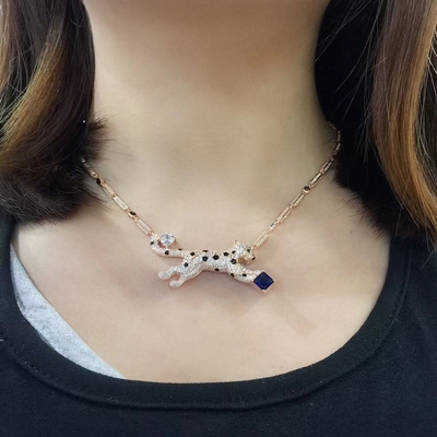 Bom preço Chunky S925 Sterling Silver Necklace Choker Tigre Gato Leão Rei Encanto Joalharia Presente on-line