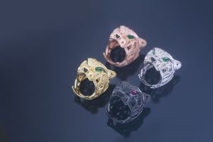 Dobra cena. Złoty Leopard Diamentowy Pierścień 925 Srebro biżuteria OEM w Internecie