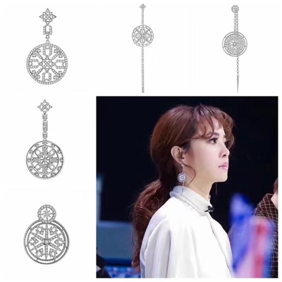 Good price Large Sterling Silver Cubic Zirconia Drop Earrings Hollow Out Snowflake online