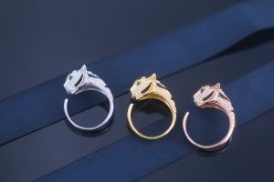 Bon prix 925 Sterling Silver Diamond Leopard Ring en forme de tigre avec une demi-anneau à taches noires en ligne