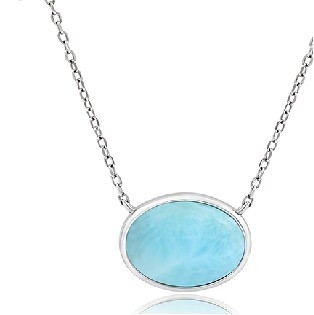 Guter Preis 925 Larimar Sterling Silber Halskette Oval Cabochon Edelsteine Online