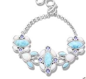 Good price Adjustable Dominica Genuine Larimar Silver Cuff Bracelet For Teenage Jewelry online