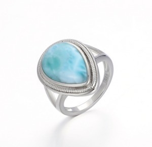 Goede prijs Natuurlijke Cabochon Larimar Zilver Juwelen Edelsteen Ring 925 Solid Sterling Zilver online