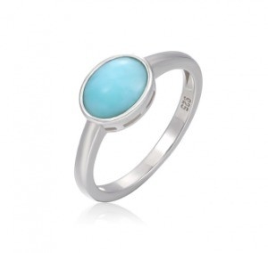 Guter Preis Frauen Geometrie 925 Sterling Larimar Silber Schmuck Runder Naturstein Ring Online