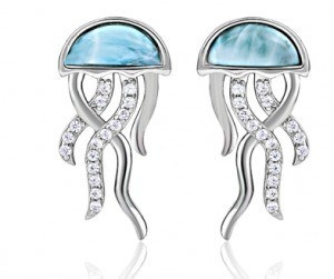 Buon prezzo Gemma naturale Larimar Gioielli d'argento Animali marini Orecchini Dangle in linea