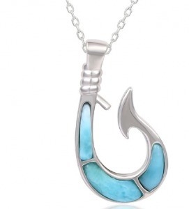 Bom preço 925 Sterling Larimar Prata Jóias Regalos Gancho de Peixe Ancoras de Barco Pendente de Encanto on-line