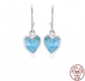 Bon prix Des boucles d'oreilles au cœur Larimar naturel en argent sterling 925 en ligne