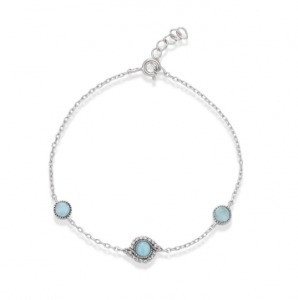 Buon prezzo Pietra regalo per la festa Larimar Bracciale Bracciale Gioielli di fascino 925 Sterling Silver in linea