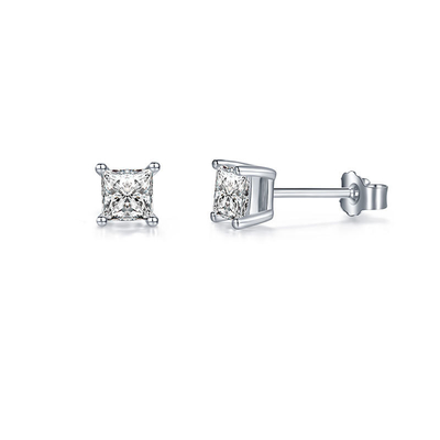 Good price Hip Hop Moissanite Princess Cut Earrings Diamond Stud 14k Gold OEM online