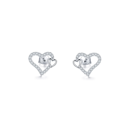 Good price Emerald Cut VVS Moissanite Jewelry Heart Stud Earrings OEM online