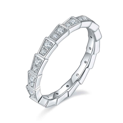 Good price Sterling Silver Moissanite Jewelry Round Cut Ring Snake Wedding Bands White Gold 0.5ct online