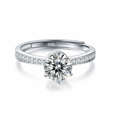 Buen precio Joyería Round Moissanite Mujeres Anillos de compromiso Moissanite Platino de 1 quilate en línea