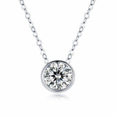 Guter Preis Frauen 1ct Diamant Moissanite Solitaire Halskette 925 Sterling Silber OEM Online