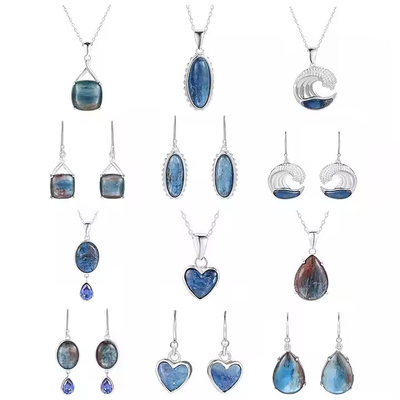 Goede prijs Bladeren Hart 925 Sterling zilver opaal Infinity Liefde Paw halsketting Kyanite steen hanger online