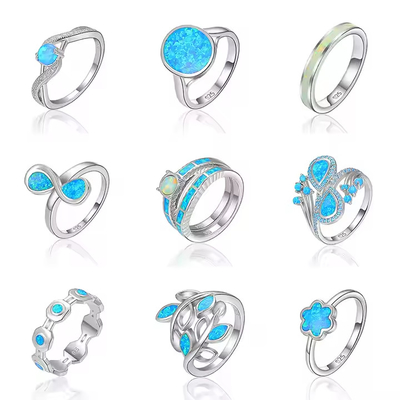 Good price Blue Green Quartz Gemstone Opal Ring Silver Band 925 Sterling Silver Ring Jewelry online