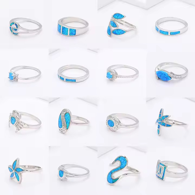 Guter Preis Vintage S925 Sterling Silber Opal Ring Band Charm Schmuck angepasst Online