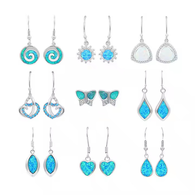 Good price Synthetic 925 Silver Sterling Opal Jewelry 6mm Heart Stud Earrings For Women online